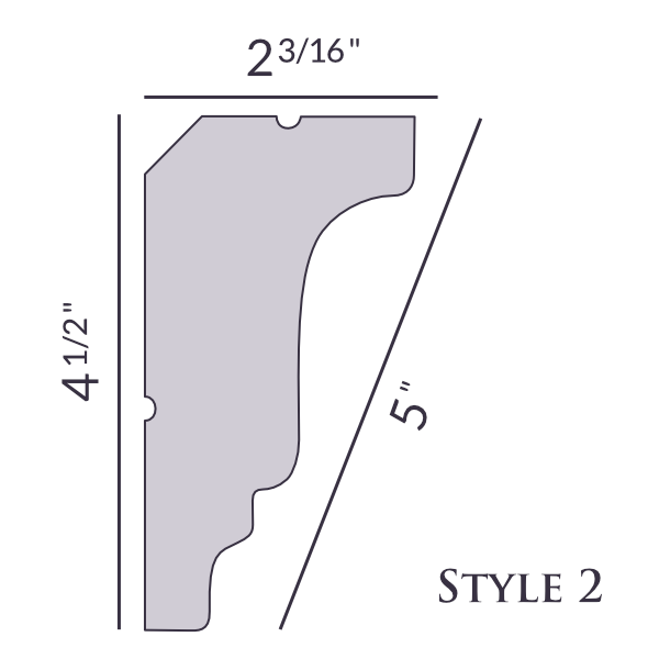 Style 2 | 4 1/2" | Flat Back | Foam Crown Molding