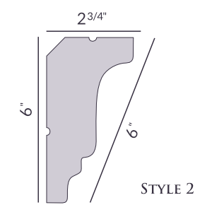 Style 2 | 6" | Flat Back | Foam Crown Molding