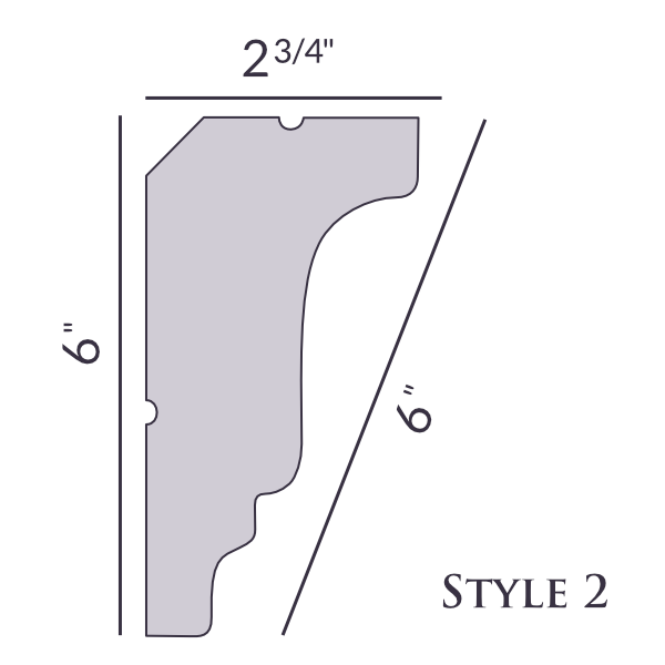 Style 2 | 6" | Flat Back | Foam Crown Molding
