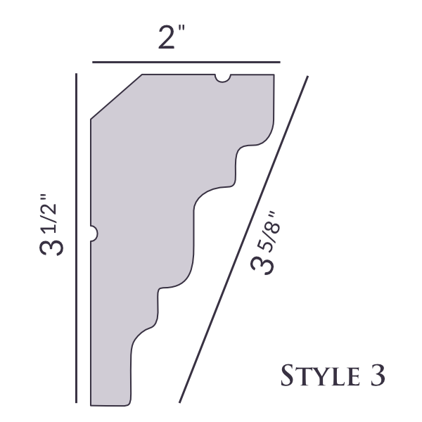 Style 3 | 3 1/2" | Flat Back | Foam Crown Molding