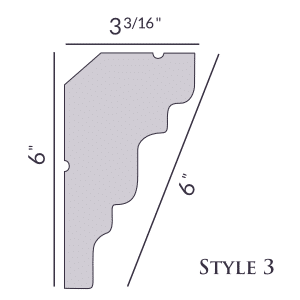 Style 3 | 6" | Flat Back | Foam Crown Molding