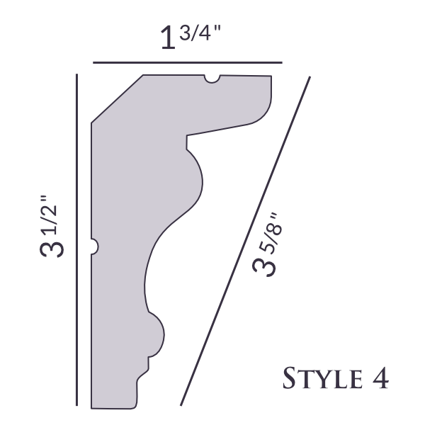 Style 4 | 3 1/2" | Flat Back | Foam Crown Molding