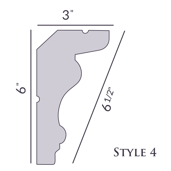 Style 4 | 6" | Flat Back | Foam Crown Molding