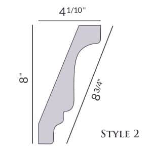 Style 2 | 8" | Large Flat Back | Foam Crown Molding