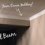 Foam Crown Molding Glued over Steel Beam | Connecticut Home