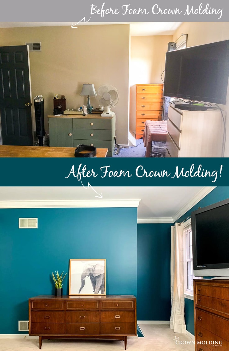 Master Bedroom Transformation with Foam Crown Molding | A Turtles Life for Me