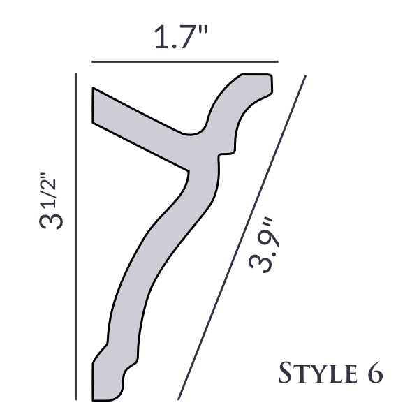 Style Six 3 1/2" LED | 8" Foot Length | LED Foam Crown Molding